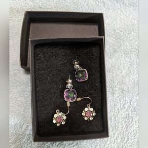 Sterling silver and CZ purple earrings